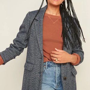 Oversized Soft-Brushed Tweed Blazer Jacket